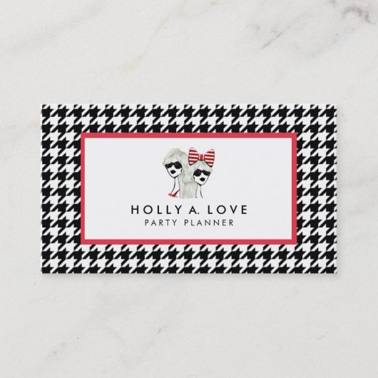 HOOGHTY HOUNDSTOOTH KAART | B&W |  VISITEKAARTJE (Voorkant)