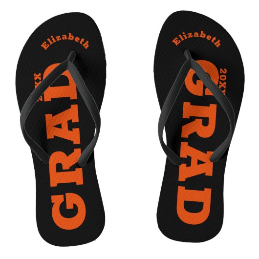 Hoogklasse zwart-Oranje Afstuderen Teenslippers (Voetbed)