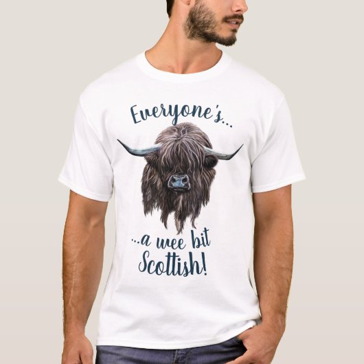 Hoogland Cow, iedereen is een beetje Schots! T-shirt (Voorkant)