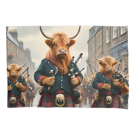 Hoogland Harmonie: Duddoedel Highland Koe Band Kussensloop (Voorkant)