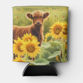 Hoogland Kalf in Zonnebloemen Schattige Blikjeskoeler (Voorkant)
