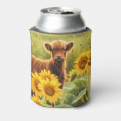 Hoogland Kalf in Zonnebloemen Schattige Blikjeskoeler (Blikje Achterkant)