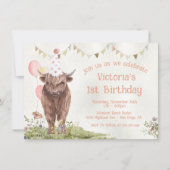 Hoogland Koe 1e verjaardag van de uitnodiging (Voorkant)