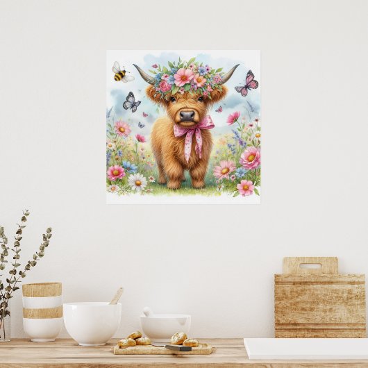 Hoogland Koe 2 Poster (Keuken)