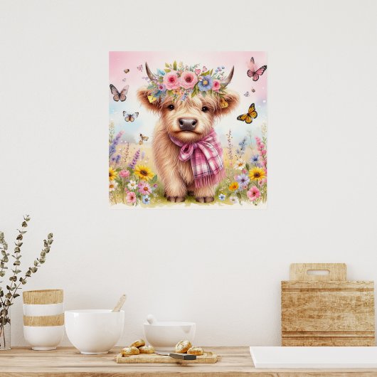 Hoogland Koe 3 Poster (Keuken)