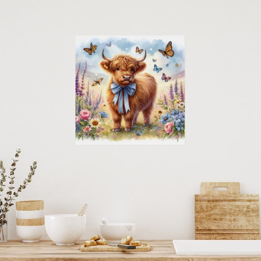 Hoogland Koe 5 Poster (Keuken)