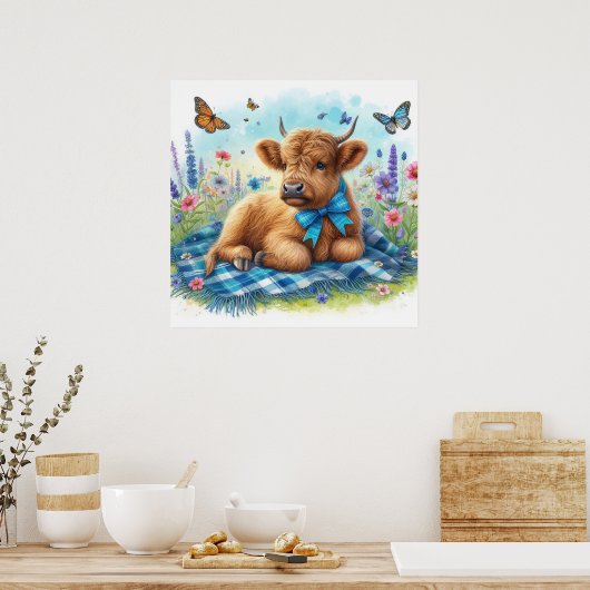 Hoogland Koe 8 Poster (Keuken)