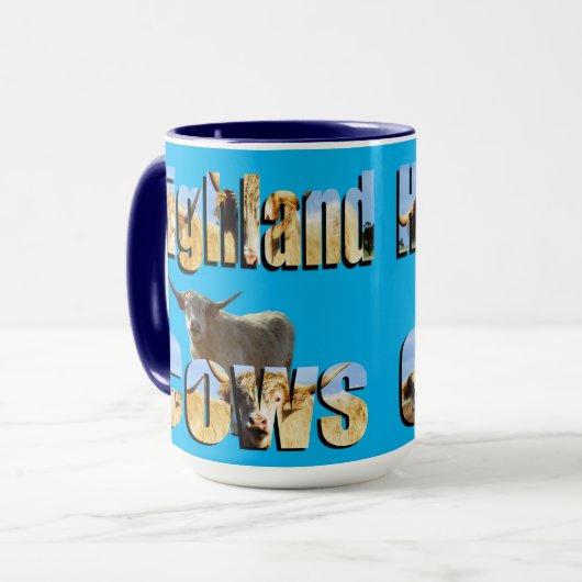 Hoogland Koe Afbeelding Logo, koffie Mok (Voorkant links)