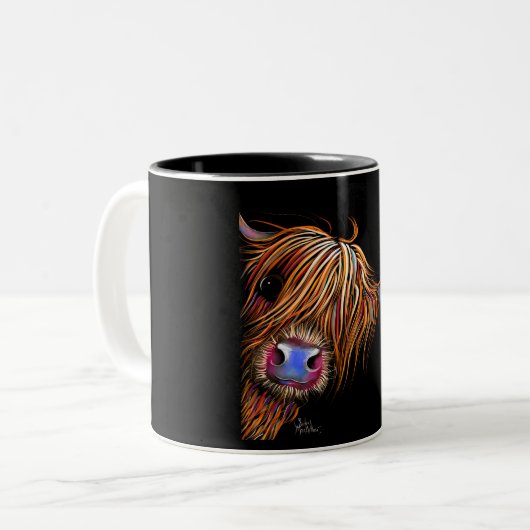 Hoogland Koe Afdrukken Mok "SuGaR LuMP oN BLaCK " (Voorkant links)