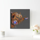 Hoogland Koe Afdrukklok SuGaR LuMP oN GReY Vierkante Klok (Huis)