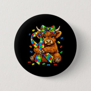 Hoogland Koe Autisme Bewustzijns Puzzel Coquette S Ronde Button 5,7 Cm