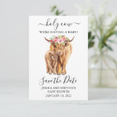 Hoogland Koe Baby shower Opslaan Datum Save The Date (Staand voorkant)