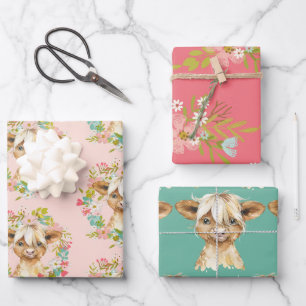 Hoogland Koe Baby shower Wreath Inpakpapier Vel