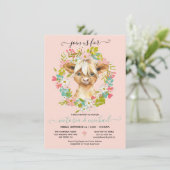 Hoogland Koe Baby shower Wreath Kaart (Staand voorkant)