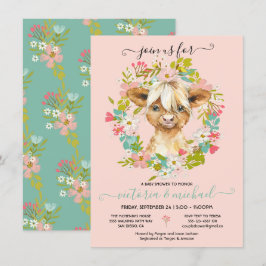 Hoogland Koe Baby shower Wreath Kaart