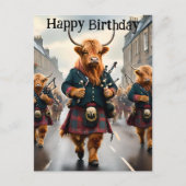 Hoogland Koe Bagpipe Band, Verjaardagskaart Briefkaart (Voorkant)