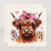 Hoogland Koe Bloemhart Feestdagenkaart (Voorkant / Achterkant)