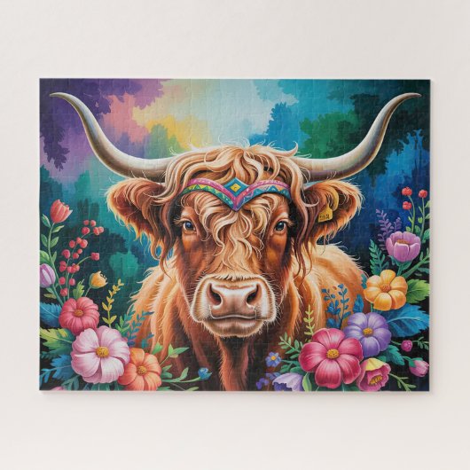 Hoogland Koe Bloemstuk Legpuzzel (Horizontaal)