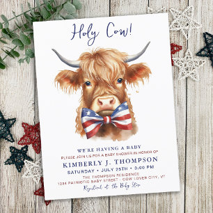 Hoogland Koe Boerderij Dier Patriottisch Baby show Briefkaart