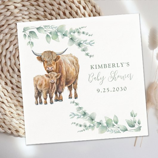 Hoogland Koe Boho Greenery Eucalyptus Baby shower Servet