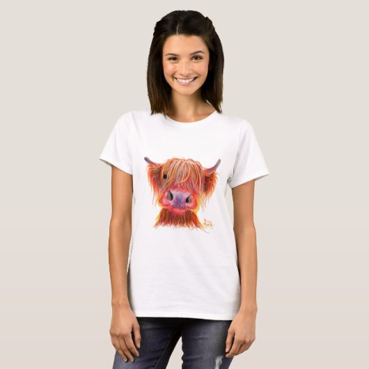 Hoogland Koe " CHILI CHOPS " Vrouwen T-Shirt Top (Voorkant volledig)