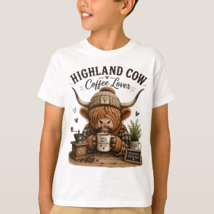 Hoogland Koe Coffee Liefhebber Vintage Esthetische T-shirt