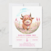 Hoogland Koe en Wildflower Verjaardag Kaart (Voorkant)