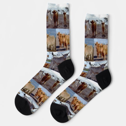 Hoogland Koe Foto-collage, Crew-Sokken Sokken (Links)