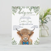 Hoogland koe groen baby shower kaart (Staand voorkant)