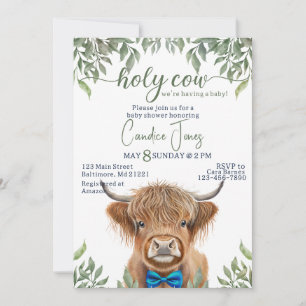 Hoogland koe groen baby shower kaart