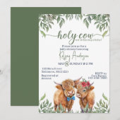 Hoogland koe groen baby shower kaart (Voorkant / Achterkant)