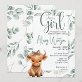 Hoogland koe groen baby shower kaart (Voorkant / Achterkant)