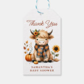 Hoogland Koe Herfst Knuffel Kalf Baby Shower Cadeaulabel (Achterkant)