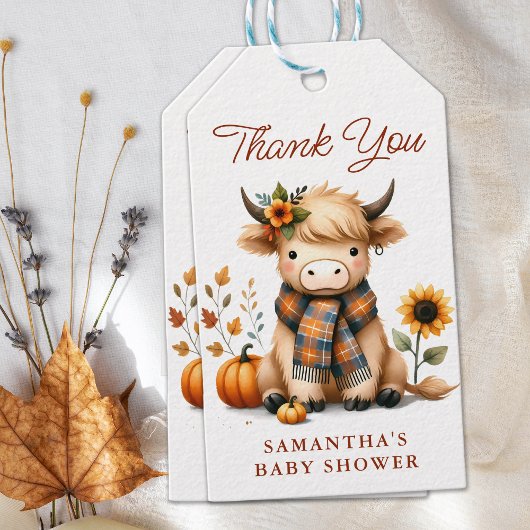 Hoogland Koe Herfst Knuffelig Kalf Baby Shower Cadeaulabel