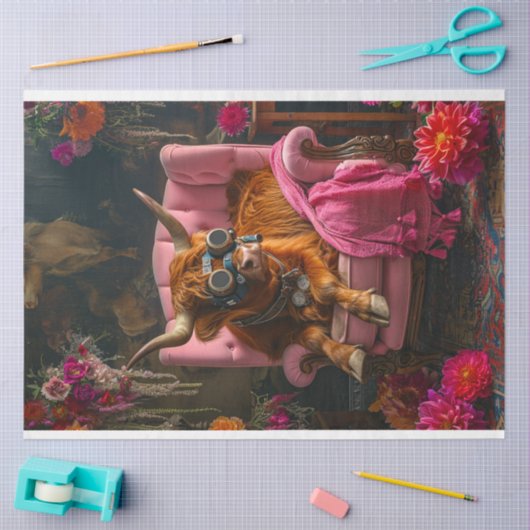 Hoogland Koe in Boho stijl Decoupage Tissuepapier (Craft)