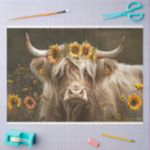 Hoogland Koe in het veld van zonnebloemen Decoupag Tissuepapier (Craft)