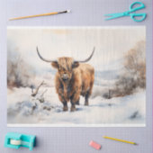 Hoogland Koe in Sneeuw 1 Decoupage Paper Tissuepapier (Craft)