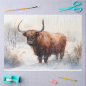 Hoogland Koe in Sneeuw 4 Decoupage Paper Tissuepapier (Craft)