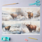 Hoogland Koe in Sneeuw Collage 1 Decoupage papier (Craft)