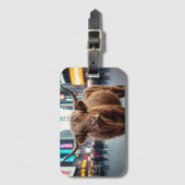 Hoogland Koe in Times Square Bagagelabel (Voorkant (verticaal))