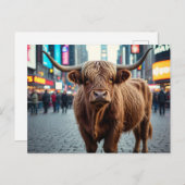 Hoogland Koe in Times Square Feestdagenkaart (Voorkant / Achterkant)