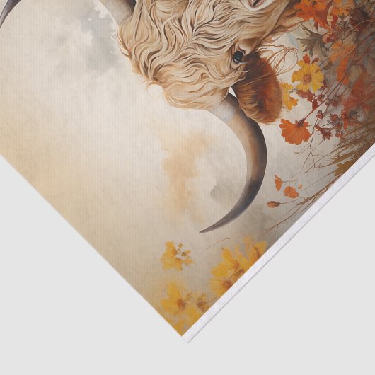  Hoogland Koe in Wildflower Decoupage Tissuepapier (Detail)