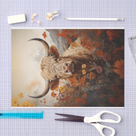 Hoogland Koe in Wildflower Decoupage Tissuepapier (Craft)