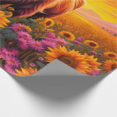 Hoogland Koe in Zonnebloemen bij Zonsopgang Cadeaupapier (Hoek)