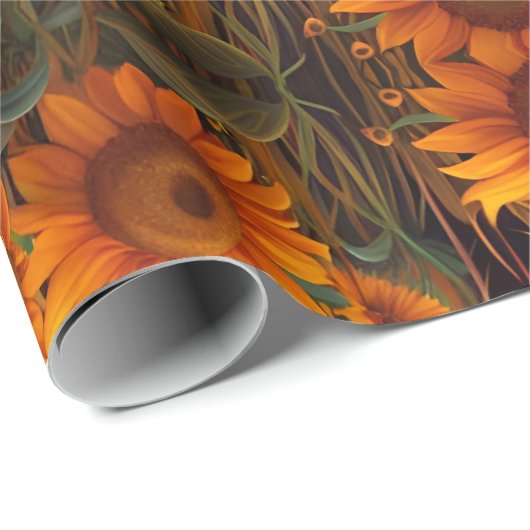 Hoogland Koe in Zonnebloemen bij Zonsopgang Cadeaupapier (Rol Hoek)