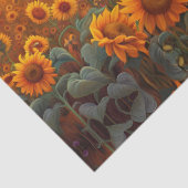 Hoogland Koe in Zonnebloemen bij Zonsopgang Tissuepapier (Detail)