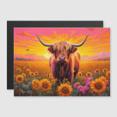 Hoogland Koe in Zonnebloemen - Sunrise Magnetische (Voorkant / Achterkant)
