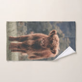 Hoogland koe kalf herfstgrasveld bad handdoek (Handdoek)