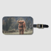 Hoogland koe kalf herfstgrasveld bagagelabel (Voorkant (horizontaal))