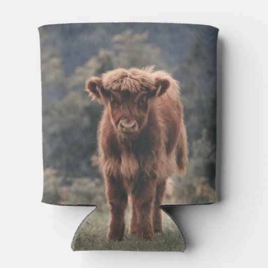 Hoogland koe kalf herfstgrasveld blikjeskoeler (Achterkant)